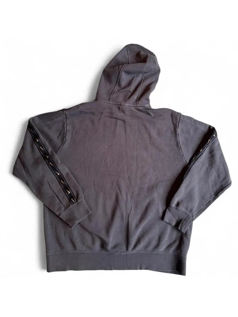 Nike Y2K vibe Adult L Gray Hoodie Gold Swoosh & Black/Gold Swoosh Tape Sleeves